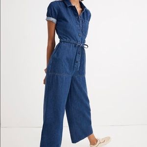 Madewell denim wide leg jumpsuit